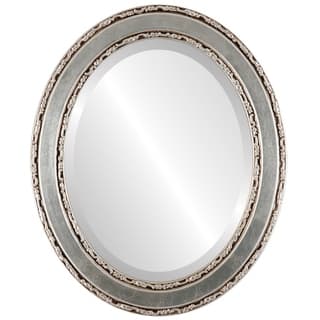 Monticello Framed Oval Mirror in Silver Leaf with Brown Antique - Silver/Brown