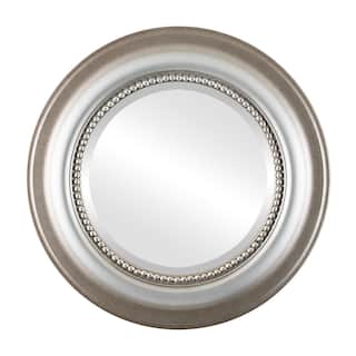 Heritage Framed Round Mirror in Silver Shade - Silver/Brown