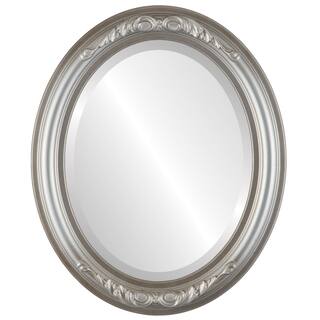 Florence Framed Oval Mirror in Silver Shade - Silver/Brown