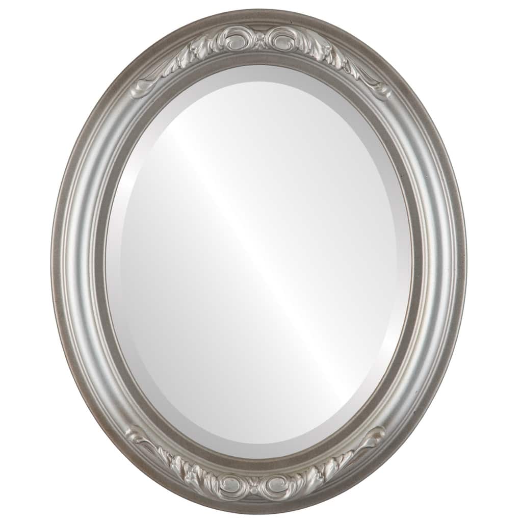 Florence Framed Oval Mirror in Silver Shade - Silver/Brown