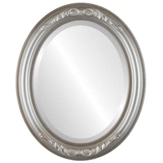Florence Framed Oval Mirror in Silver Shade - Silver/Brown