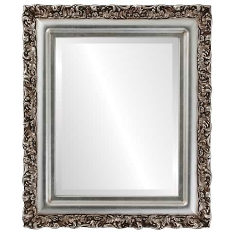 Venice Framed Rectangle Mirror in Silver Leaf with Brown Antique - Silver/Brown