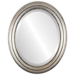 Philadelphia Framed Oval Mirror in Silver Leaf with Brown Antique - Silver/Brown