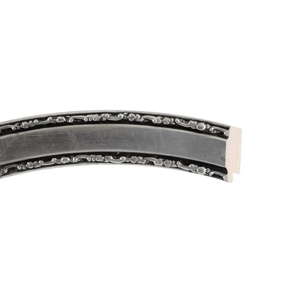 Monticello Framed Oval Mirror in Silver Leaf with Black Antique - Silver/Black