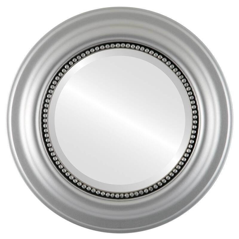 Heritage Framed Round Mirror in Silver Spray