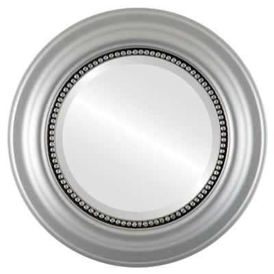 Heritage Framed Round Mirror in Silver Spray