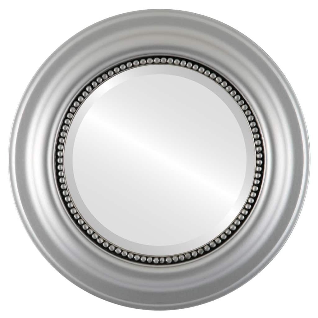 Heritage Framed Round Mirror in Silver Spray