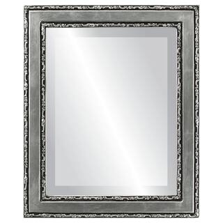 Monticello Framed Rectangle Mirror in Silver Leaf with Black Antique - Silver/Black
