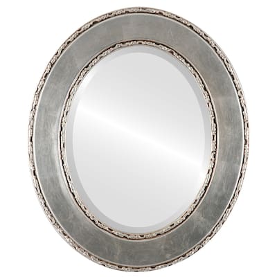 Paris Framed Oval Mirror in Silver Leaf with Brown Antique - Silver/Brown