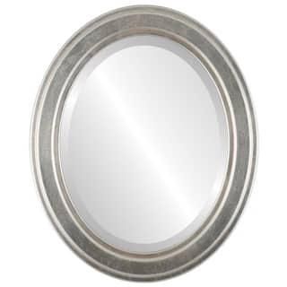 Wright Framed Oval Mirror in Silver Leaf with Brown Antique - Silver/Brown