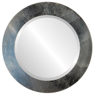 Soho Framed Round Mirror in Silver Leaf with Brown Antique - Silver/Brown