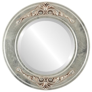 Ramino Framed Round Mirror in Silver Leaf with Brown Antique - Silver/Brown