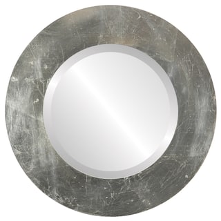Ashland Framed Round Mirror in Silver Leaf with Brown Antique - Silver/Brown
