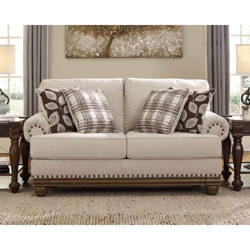 Harleson Traditional Wheat Brown Loveseat with Nailhead Trim