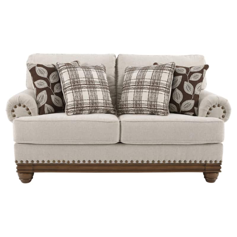 Harleson Traditional Wheat Brown Loveseat with Nailhead Trim