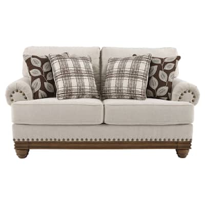 Harleson Traditional Wheat Brown Loveseat with Nailhead Trim