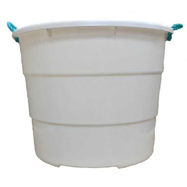 Round White Tub With Green Rope Handles