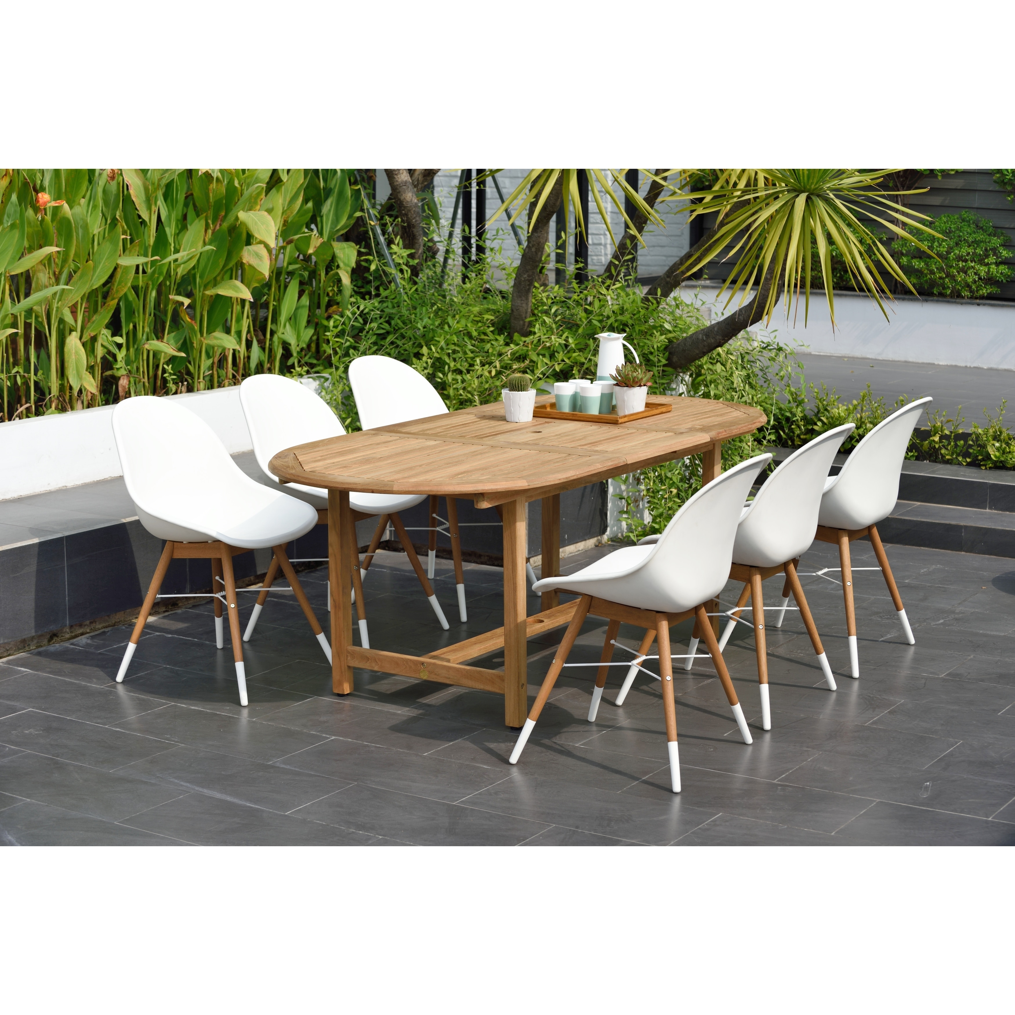 Amazonia Teak Bonita 7 Piece Extendable Patio Dining Set Overstock 20731443
