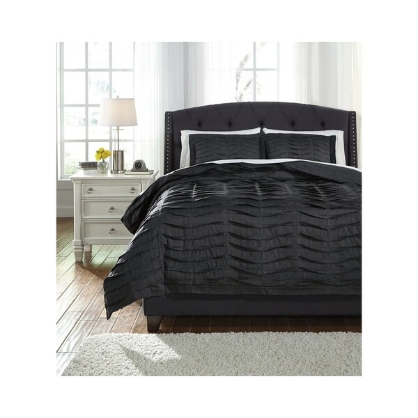 Voltos Ridged Black Modern Duvet Cover Set. Opens flyout.
