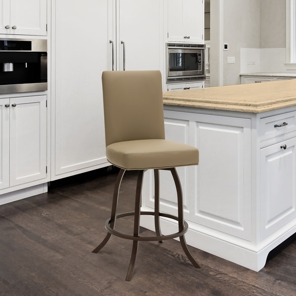 Taylor Gray Home Sora 26" Counter Height Metal Swivel Barstool in Dillon Balsa Faux Leather and Sun Bronze Finish Finish. Opens flyout.