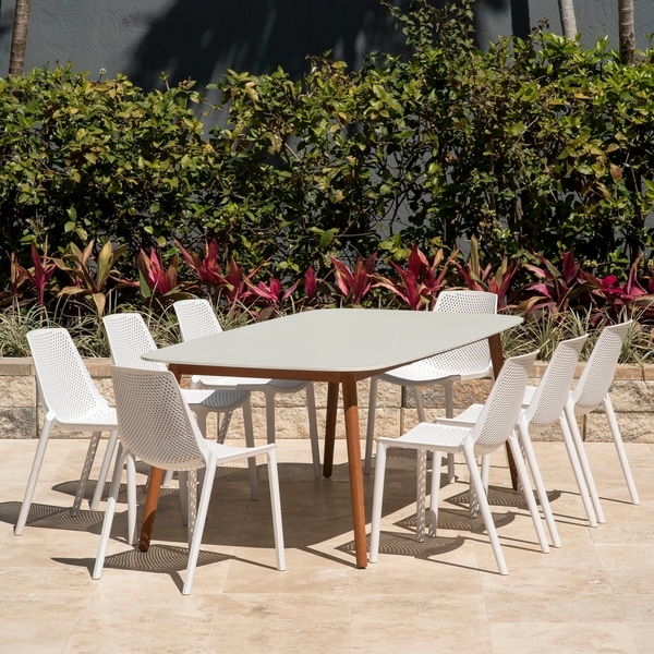 Shop Amazonia Nassau White 9-piece Rectangular Sidechair Patio Dining