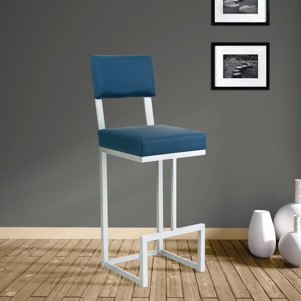 Shop Taylor Gray Home Aria 30 Bar Height Metal Barstool In Dillon Williamsburg Faux Leather And Opaque Light Silver Finish On Sale Overstock 20731939