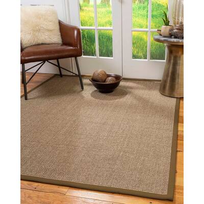 Natural Area Rugs 100%, Natural Fiber Handmade Sandstone, Brown/Multi Sisal Rug, Malt Border - 9' x 12'