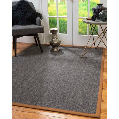 Natural Area Rugs 100%, Natural Fiber Handmade Shadows, Greyish Blue Sisal Rug, Sienna Border - 9' x 12'