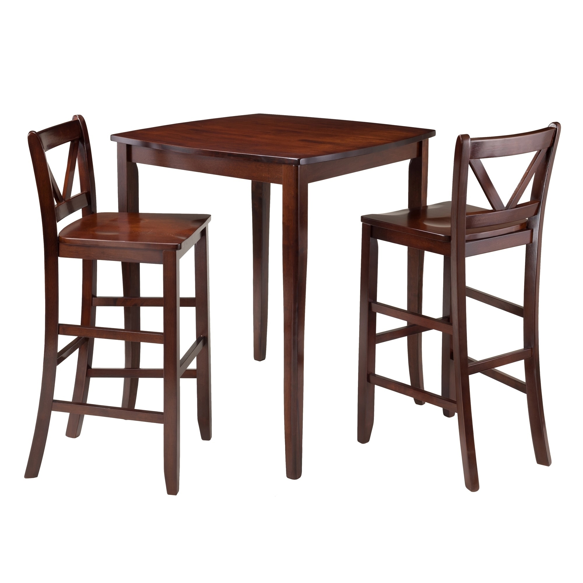 Inglewood Set High Table With V Back Bar Stools Wood Walnut Winsome 3 Piece For Sale Online Ebay