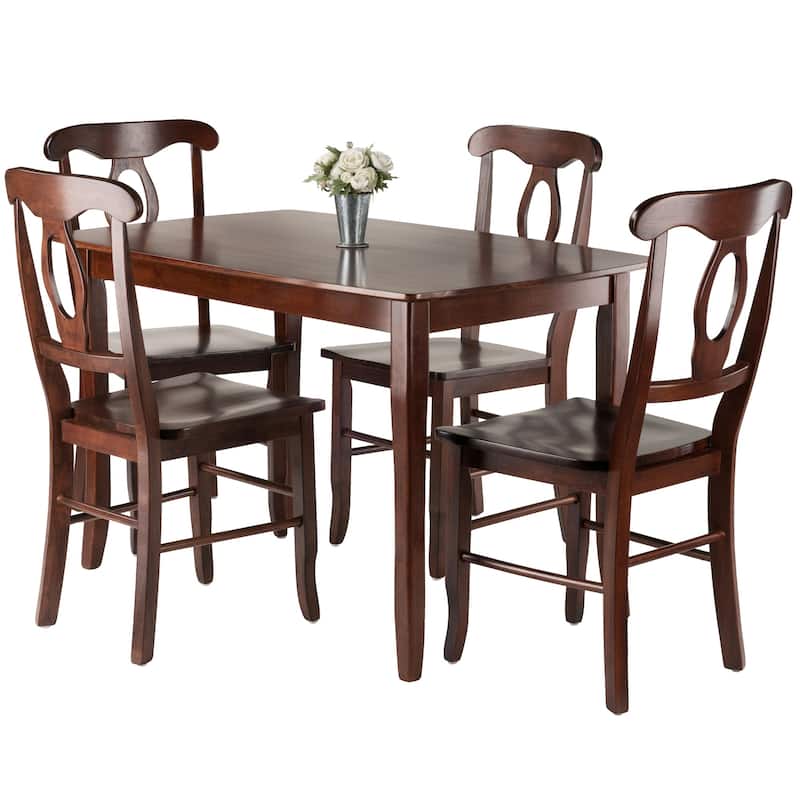 Winsome Inglewood Solid Wood Dining Table Set with 4 Key Hole Back Chairs - 5 Piece