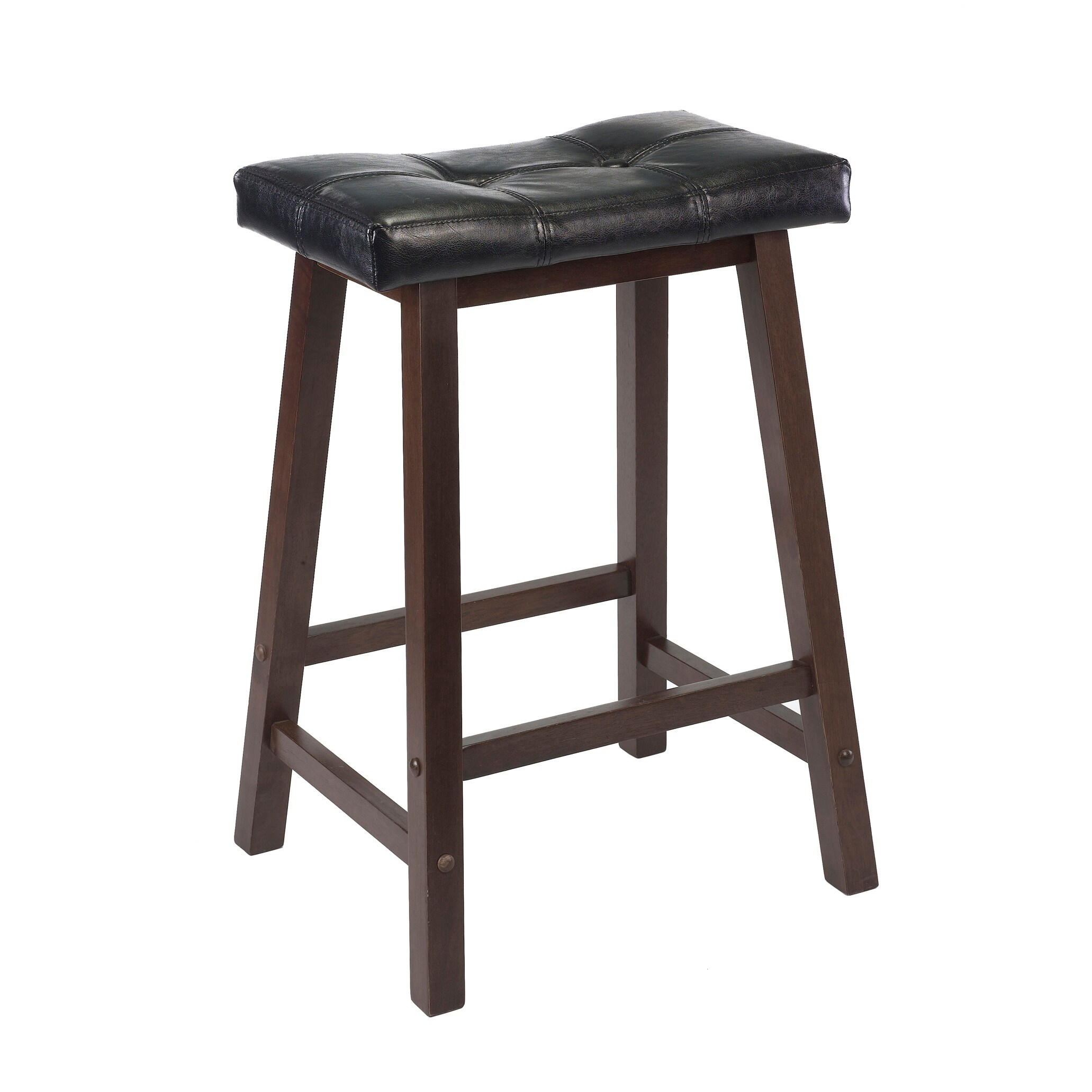 Mona 24 Cushion Saddle Seat Stool Black Faux Leather Wood Legs Rta Mona 24 Cushion Saddle Seat Stool Black Faux Leather Wood Legs Rta