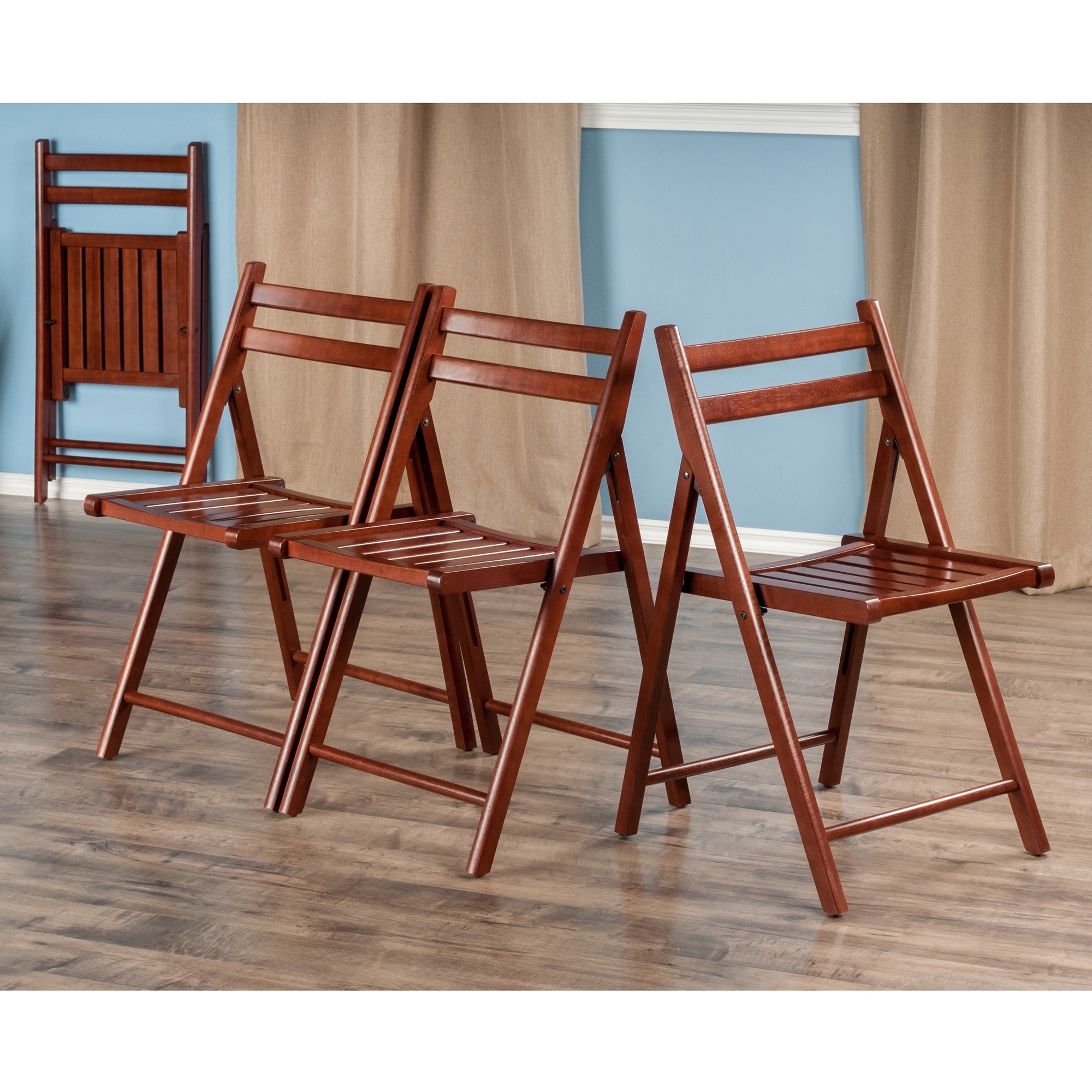 Shop Robin 4 Pc Folding Chair Set Walnut Free Shipping Today
