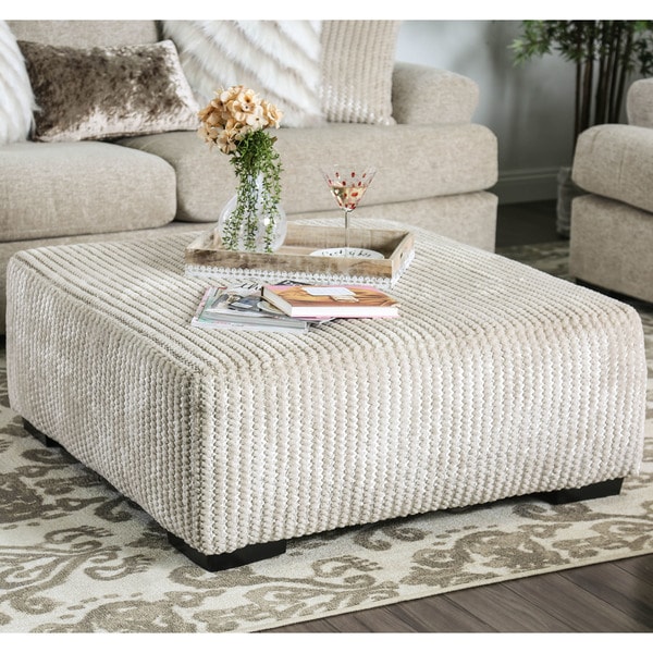 Fontaine Contemporary Beige Ottoman by FOA