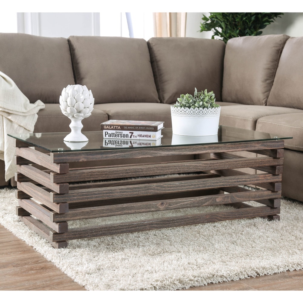 Furniture of America Lown Contemporary Grey 48-inch Solid Wood Coffee Table