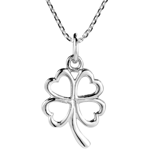 Solid 925 Sterling Silver 4 Leaf Clover Pendant 15mm x 15mm