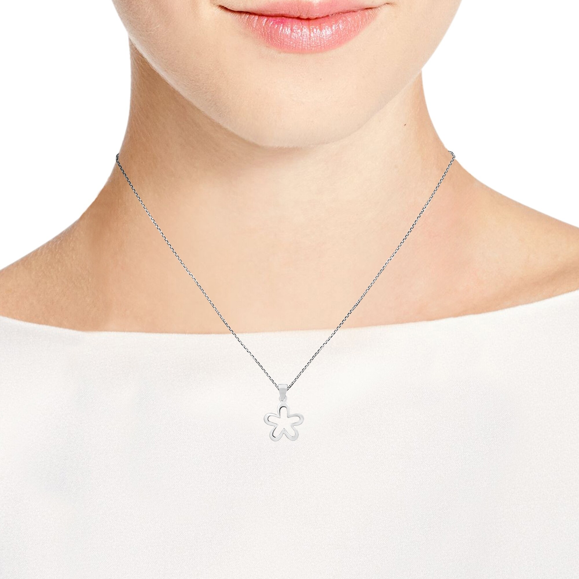 ZENI Women 925 Sterling Silver Pendant Necklace 18 Pink Lovely Flower ZENI Women 925 Sterling Silver Pendant Necklace 18 Pink Lovely Flower