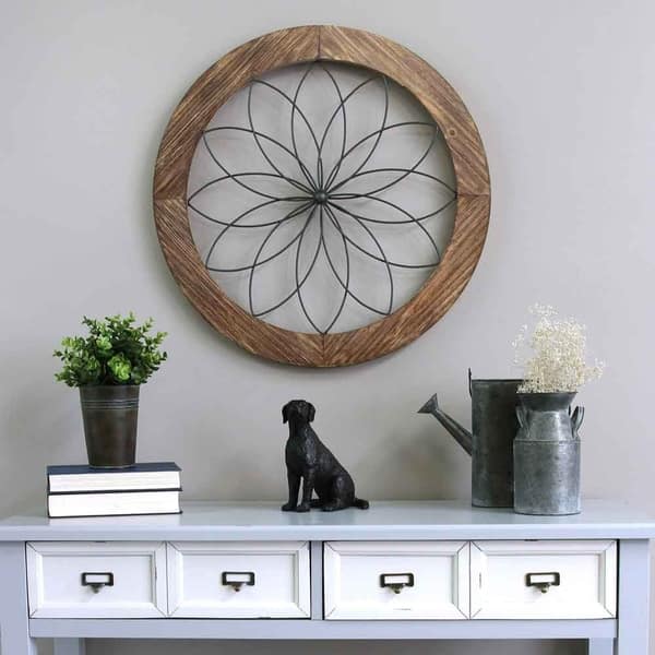 Shop Stratton Home Decor Round Wood And Metal Medallion Wall Decor