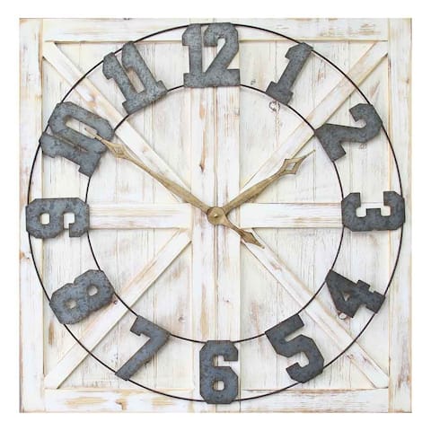 Stratton Home Decor Rustic Farmhouse Wall Clock - 31.5 X 31.5 x 8.8