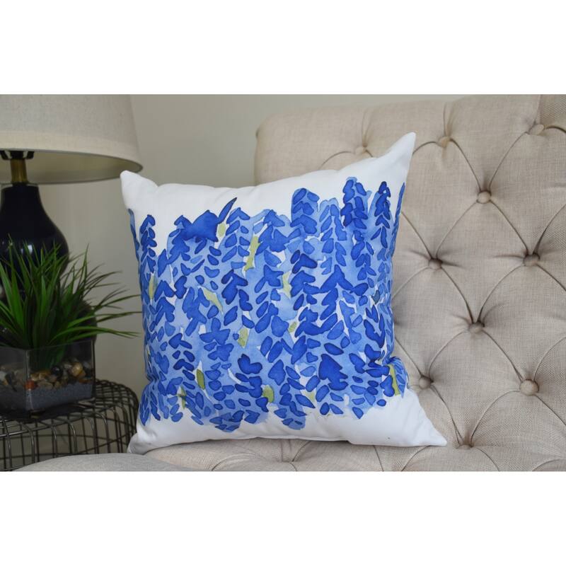 Flower Bell Bunch 20 inch Blue Decorative Floral Throw Pillow