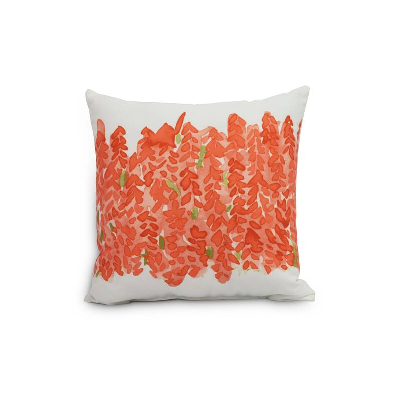 Flower Bell Bunch 20 inch Blue Decorative Floral Throw Pillow - Orange