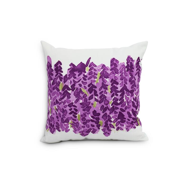 Flower Bell Bunch 20 inch Blue Decorative Floral Throw Pillow - Purple