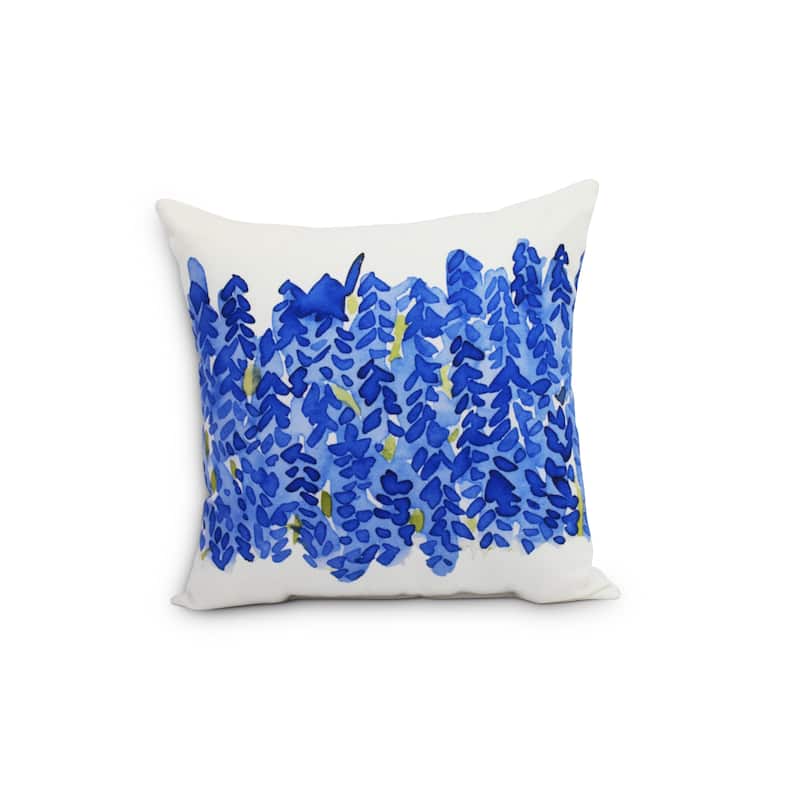 Flower Bell Bunch 20 inch Blue Decorative Floral Throw Pillow