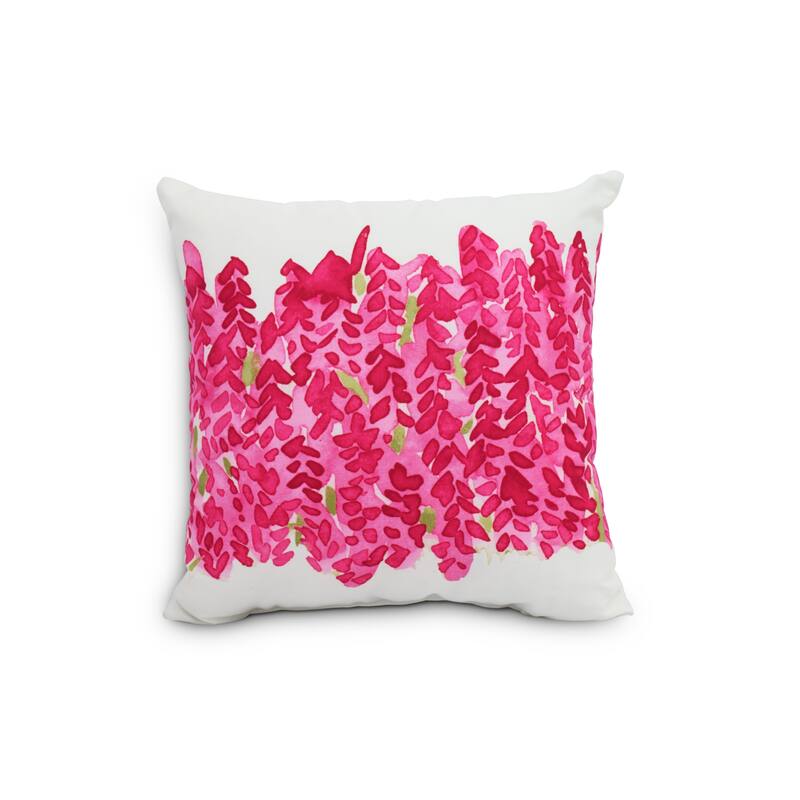 Flower Bell Bunch 20 inch Blue Decorative Floral Throw Pillow - Pink