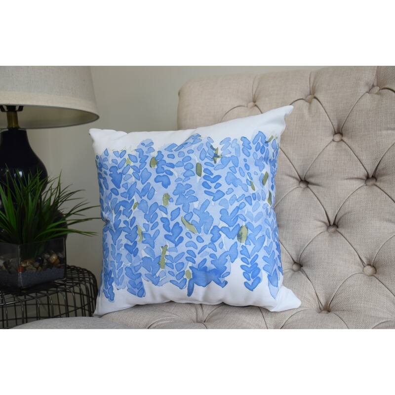 Flower Bell Bunch 20 inch Blue Decorative Floral Throw Pillow