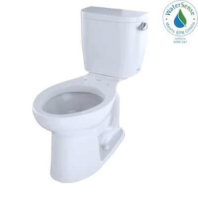 Toto Entrada Two-Piece Elongated 1.28 GPF Universal Height Toilet with Right-Hand Trip Lever, Cotton White (CST244EFR#01)