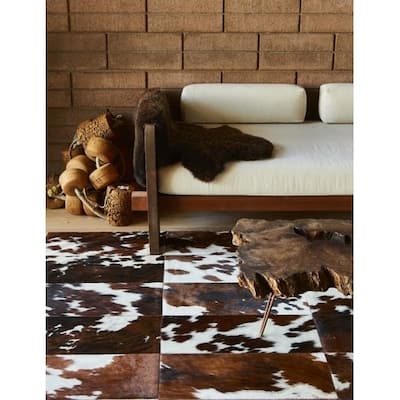 Tricolor Cowhide Patchwork Rug