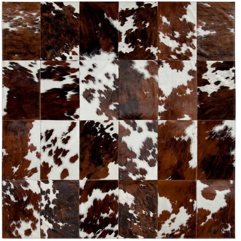 Tricolor Cowhide Patchwork Rug