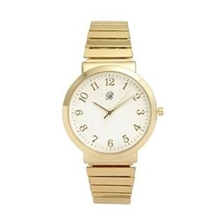 slide 1 of 1, Unisex Gold Stretch Band Classic Easy Reader Watch with Gold Arabic Number Dial - 9.5 inches