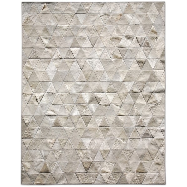 Shop Pyramid White Cowhide Patchwork Rug Free Shipping Today