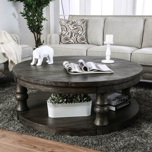 grey solid wood coffee table